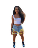 Summer new European and American cross-border Amazon wish women's net red ripped denim pants WY5309