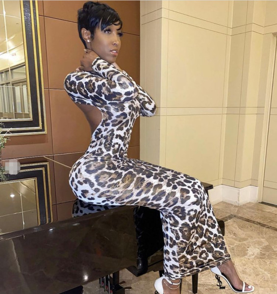 Plus size women's halter back hip tight-fitting bag hip skirt long-sleeved leopard print dress FF106