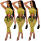 Womens new style printed vest lace dress summer RM8906