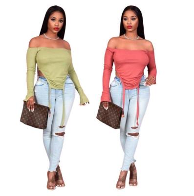 Fashion Off Shoulder Long Sleeves Backless Mini Top N9263
