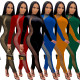 Sexy Mesh Stitching Round Neck Long Sleeves Plus Size Jumpsuit ME2953