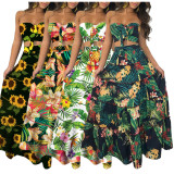 Classic Printed Skirt Set Two-piece Beach Skirt with Wooden Ears MY9221