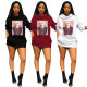 Fashion Pattern Printed Long Sleeves Plus Size Mini Sweater Dress OMM1183