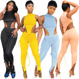Sexy solid color strap two-piece suit LML204