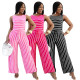 Striped lace-up sleeveless wide-leg jumpsuit YYU6568