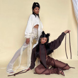Sexy See-Through Mesh Strappy Stitching Long Pants  P0B3795W