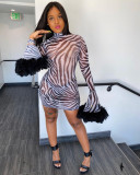 Sexy Mesh Perspective High Collar Longg Sleeves Mini Dress HMS5418