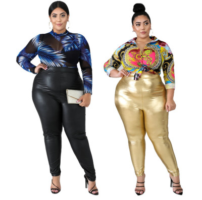 Fashion Solid Color Leather Skinny Long Pants SJ5272
