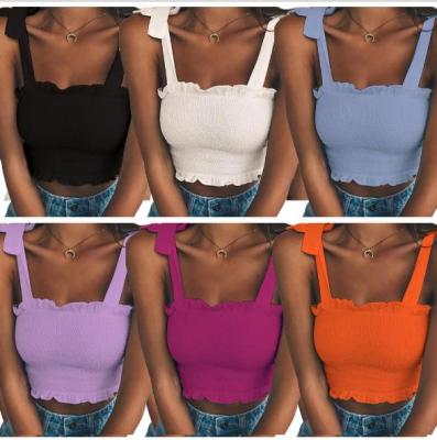 Womens autumn and winter new lace-up short solid color short vest OYW1026