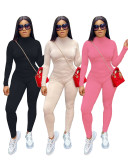 Womens autumn/winter solid color tight-fitting hip-lifting waistband jumpsuit AA5192