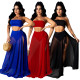 Summer Swimwear New Products Womens Pure Color Mesh Swimsuit Set 3-piece Set QQM4225