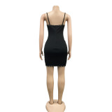 Nightclub dress small sling bag hip sexy mesh short skirt X5047