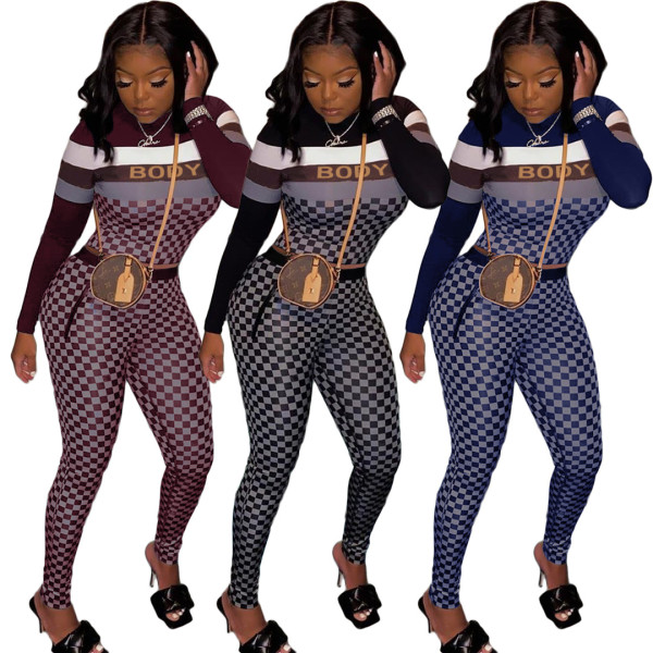 Casual Printed Round Neck Long Sleeves Tops With Trousers Two Pieces Sets YX9238