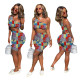 Slant Shoulder Sexy Printed Butt-up Shorts Jumpsuit Fashion Women YY6003