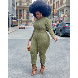Fashion Plus Size Round Neck Long Sleeves Jumpsuit YFS1409