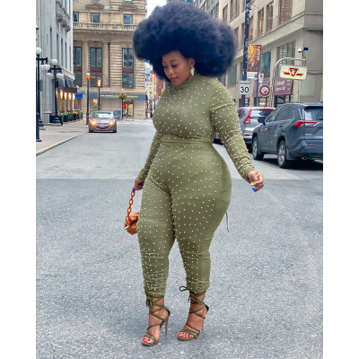 Fashion Plus Size Round Neck Long Sleeves Jumpsuit YFS1409