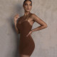 Sexy Solid Color Suspenders Backless Mini Skinny Dress FD8811