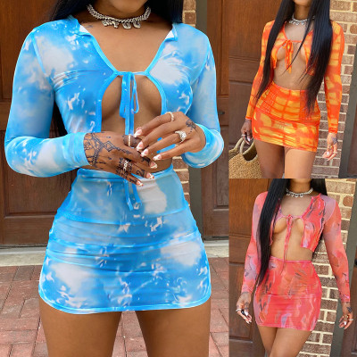 Womens temperament print sexy short skirt suit NS10479
