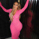 Spring and summer sexy slim-fit bag hip one step mid-length skirt net see-through long-sleeved dress