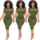 Spring and summer new solid color temperament bag hip sleeveless shoulder pad dress RM8902