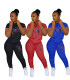 Casual Letter Embroidery Zipper Short Sleeves Tops With Trousers Two Pieces Sets  XM1177