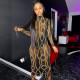 Sexy Mesh See-Through High Collar Long Sleeves Long Dress M20671D