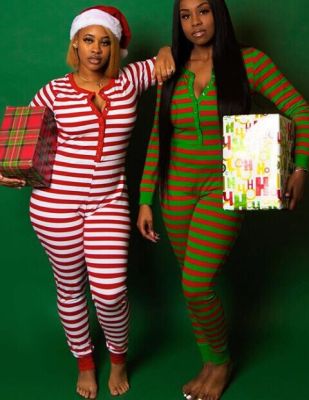 Winter Christmas Printed V-Neck Long Sleeves Jumpsuit AHY0815