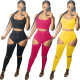 Fashion sexy solid color hole pants two-piece suit MN9296