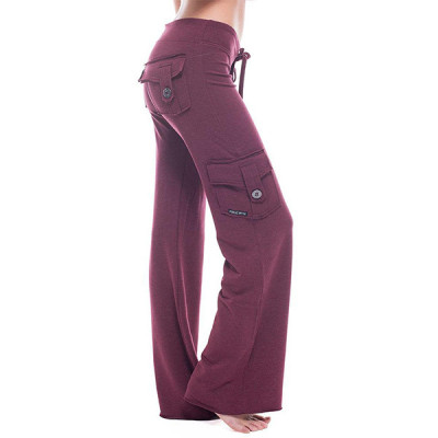 Stretch waist button pocket yoga pants OYW20208
