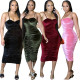 Womens solid color ruffle sexy dress cute R6409