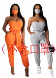 Fashion sexy tube top belt lace waist jumpsuit (without mask) W2132