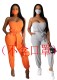 Fashion sexy tube top belt lace waist jumpsuit (without mask) W2132