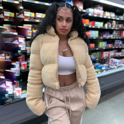 Winter Warm Solid Color Long Sleeves Short Jacket K20Y09926