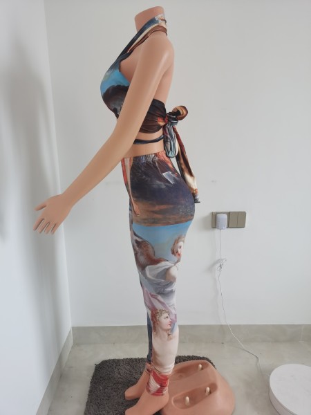 2021 summer new style sleeveless strap sexy hollow positioning printing suit  FF1089