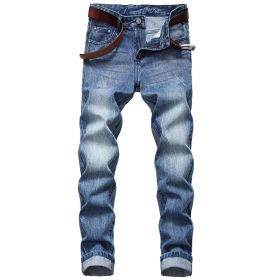 Mens straight slim non-stretch cotton jeans Light-colored Mens denim trousers TX409