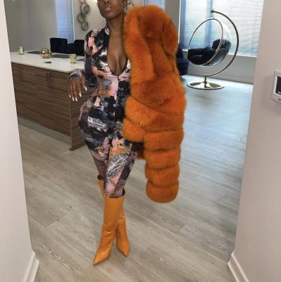 Sexy women's digital print skinny jumpsuit FF1066