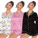 Sexy Printed Long Sleeves Shirt With Shorts Two Pieces Sets  X1083