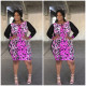 Autumn Sequined Printed Round Neck Long Sleeves Mini Plus Size Dress CCY1351