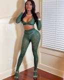 Ladies sexy lace suit see-through lace casual suit 2-piece set FF1079