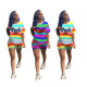 Cute sports and leisure rainbow strip two-piece suit JR3594