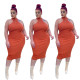 Plus size Womens dress, halter neck sleeveless, slim sexy dress J6048