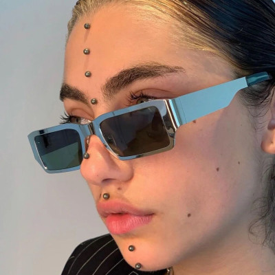 Steel leather and metal square sunglasses KD65161