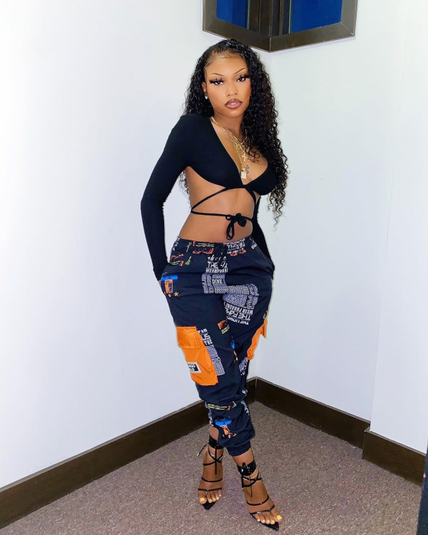 Fashion Pattern Printed Drawstring Straight Long Pants R6370