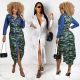 Temperament Womens Tie-Dye Striped Swing Dress Shirt R6383