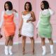 Female fit wearing sexy three-color dress with rope folds and suspenders LD9102
