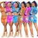 Mesh printed slim sexy beachwear sports breathable two-piece suit F8348