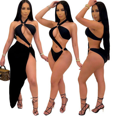 Sexy swimsuit solid color dress suit nightclub two-piece suit CN0103