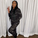 Casual Striped Long Sleeves Hooded Sweater With Trousers Two Piece Sets JP1015
