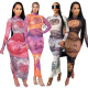 Sexy Mesh Perspective Pattern Printed Round Neck Long Sleeves Midi Bodycon Dress YSF2294