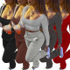 Sexy Square Collar Long Sleeves Cropped Tops With Drawstring Trousers Two Pieces Sets  H6209